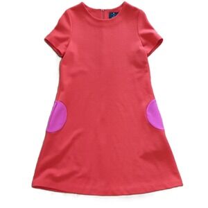 Lisa Perry Barneys New York Round-pocket Red Mini Dess 100% Wool A-Line Size 8